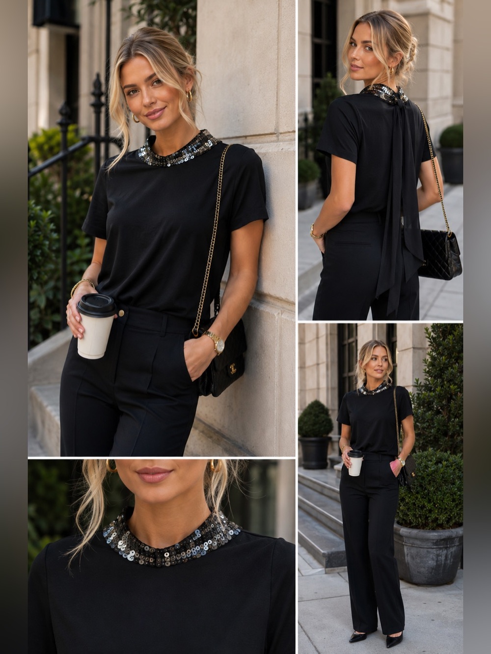 Dorothee Schumacher Sequin Embellished Silk Sash Top Black (approx US 6 / Small)